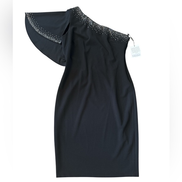 Calvin Klein Black Asymmetrical Dress with Embellishments/sequins. So pretty!🤩 - Picture 1 of 5